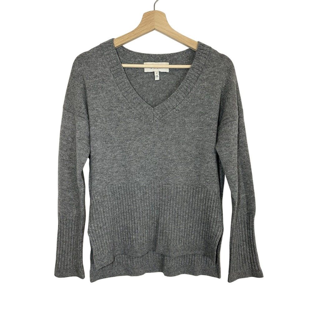 Derek Lam 10 Crosby SMALL Cashmere Gray V-Neck Sweater Minimalist Quiet Luxury